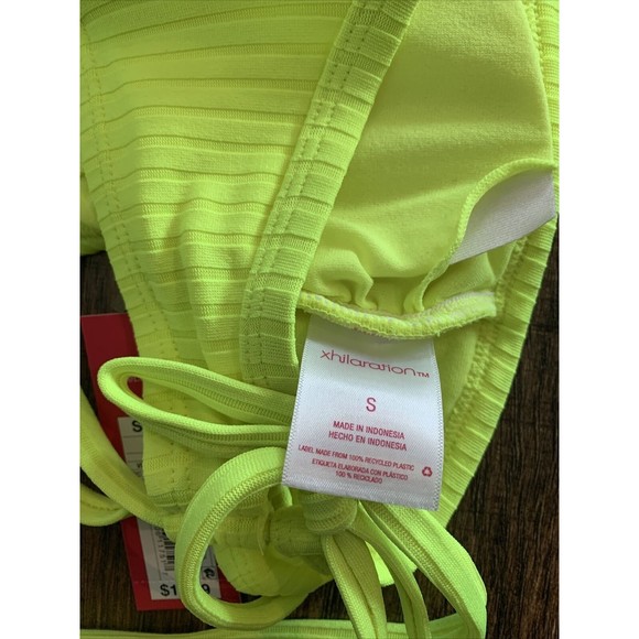 Xhilaration Ribbed Front Cut Out Bralette Bikini Top Neon Yellow Small 1020 - Picture 5 of 6